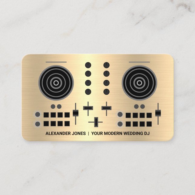 Tarjeta De Visita Boda profesional DJ - Faux Gold (Anverso)