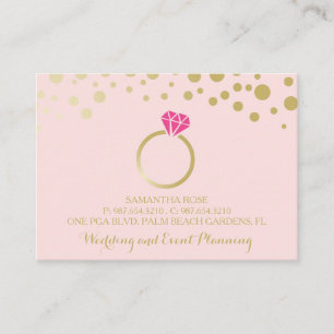 Tarjeta De Visita Boda profesional rosa y planificador de eventos
