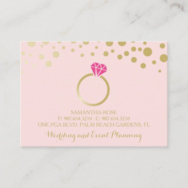 Tarjeta De Visita Boda profesional rosa y planificador de eventos (Anverso)