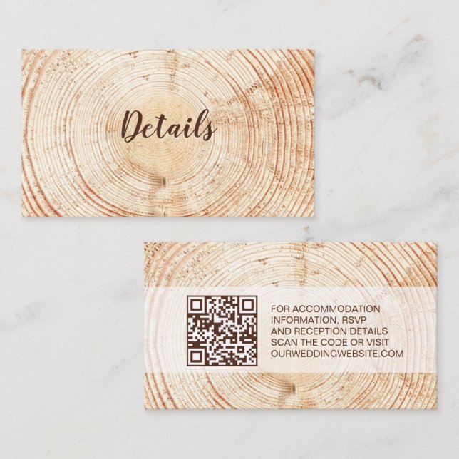 Tarjeta De Visita Boda ruso Detalles de grano de madera Personalizad (Anverso / Reverso)