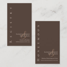 Tarjeta De Visita Boda simple moderno Registro-País Marrón