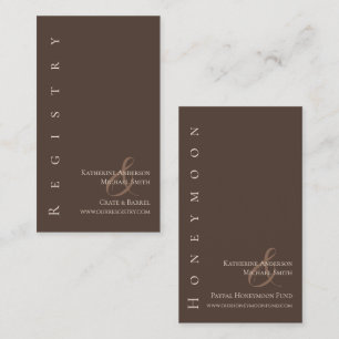 Tarjeta De Visita Boda simple moderno Registro-País Marrón