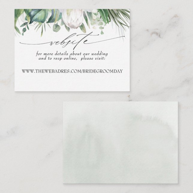 Tarjeta De Visita Boda Sitio Web Flores Blancas Blandas (Anverso / Reverso)