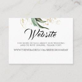 Tarjeta De Visita Boda Sitio Web Gold Greenery