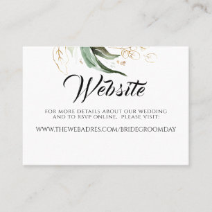 Tarjeta De Visita Boda Sitio web Gold Greenery