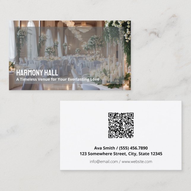 Tarjeta De Visita Boda Venue Personalizado QR (Anverso / Reverso)