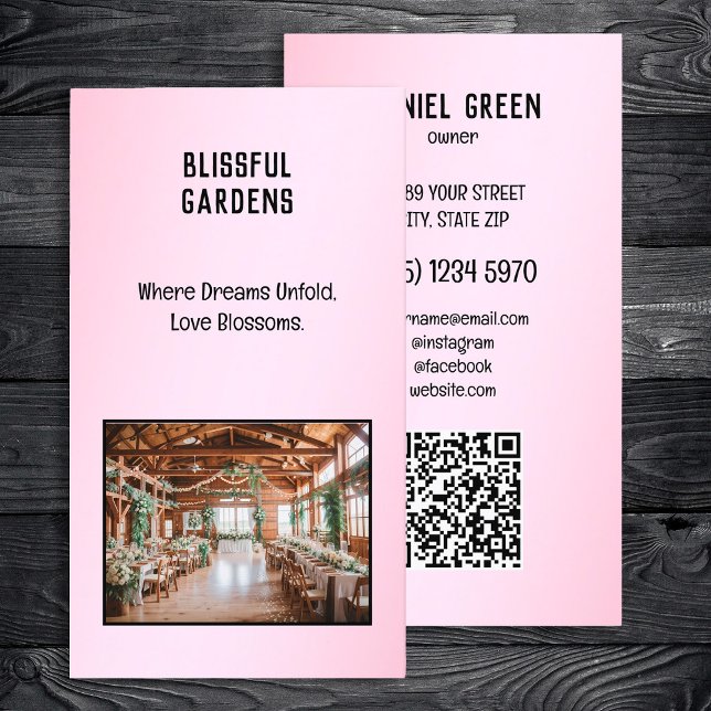 Tarjeta De Visita Boda Venue QR Photo (Wedding Venue QR Photo Business Cards)