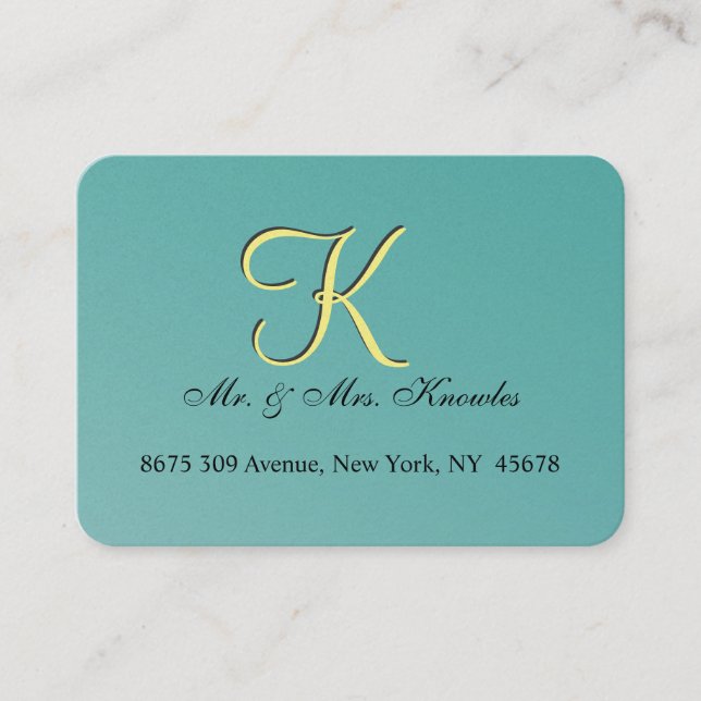 Tarjeta De Visita Boda verde azulado Verde Fun Fab (Anverso)