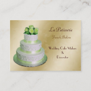 Tarjeta De Visita boda verde dorado Fabricantes de tartas