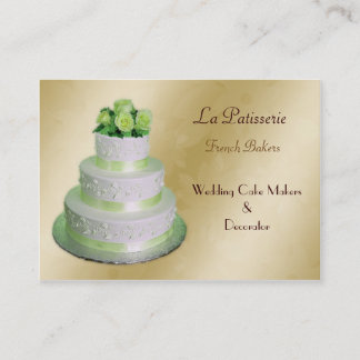 Tarjeta De Visita boda verde dorado Fabricantes de tartas