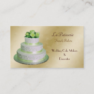 Tarjeta De Visita boda verde dorado Fabricantes de tartas