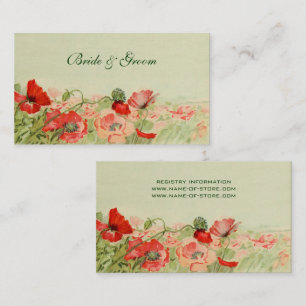 Tarjeta De Visita Boda Vintage, Flores de Amapola Roja Pradera Flora