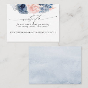 Tarjeta De Visita Boda web Dusty Blue and Pink Flowers