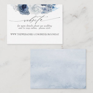 Tarjeta De Visita Boda web Dusty Blue Flowers