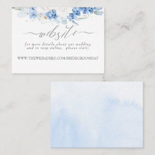 Tarjeta De Visita Boda web Dusty Blue White Flowers