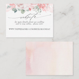Tarjeta De Visita Boda Web Flores Blandas Rosa