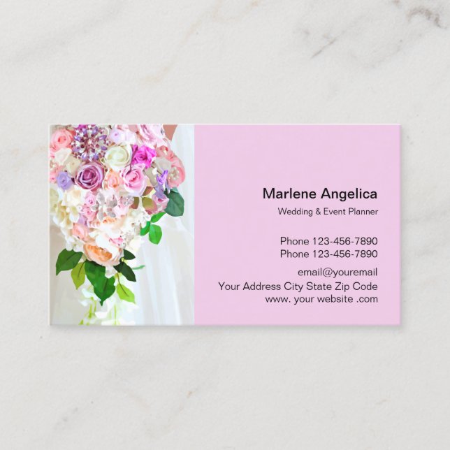 Tarjeta De Visita Boda Y Planificador De Eventos (Anverso)