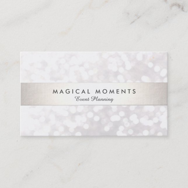 Tarjeta De Visita Boda y planificador de eventos del Bokeh Blanco (Anverso)