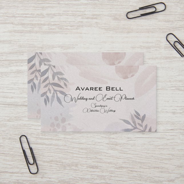Tarjeta De Visita Boda y planificador de eventos florales gris y de  (Anverso/Reverso In Situ)