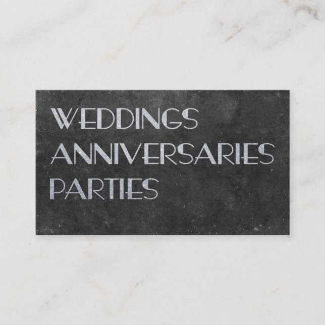 Tarjeta De Visita Bodas, aniversarios, Fiestas | Plata/Slate (Anverso)