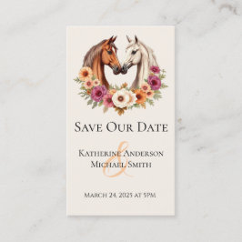 Tarjeta De Visita Bodas de campo-caballos enamorados