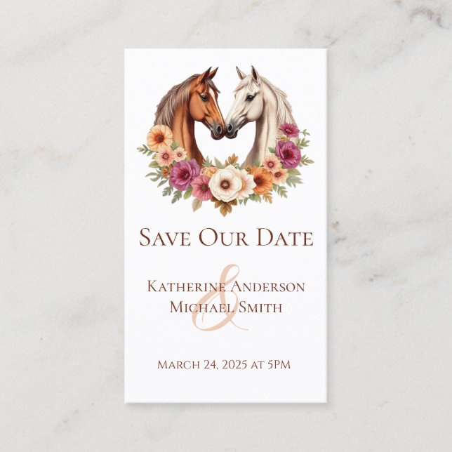 Tarjeta De Visita Bodas de campo-caballos enamorados (Anverso)