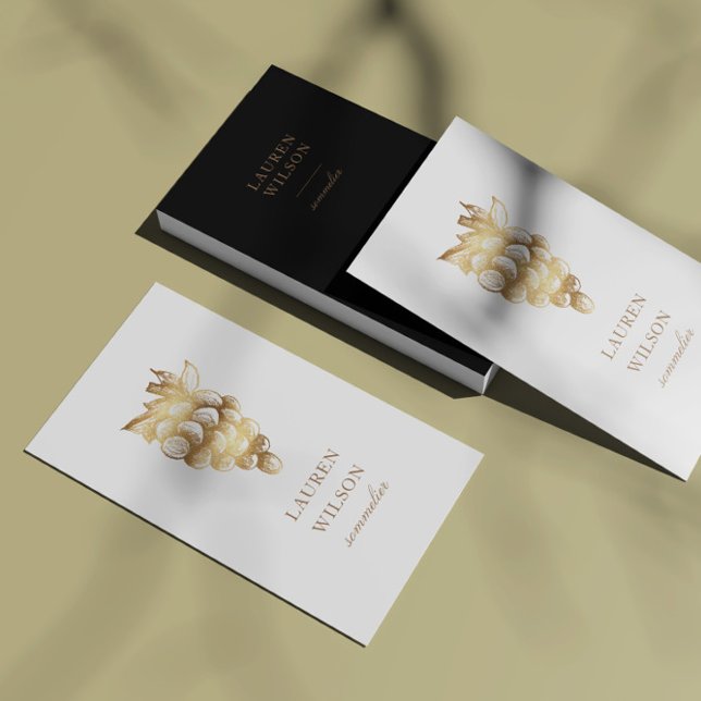 Tarjeta De Visita Bodega dorada Bodega Sommelier Elegante (Subido por el creador)