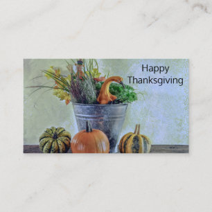 Tarjeta De Visita Bodegón de otoño con calabazas, flores