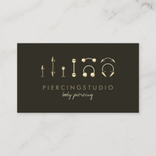 Tarjeta De Visita Body Piering Studio Tattoo Gold Green