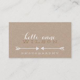 Tarjeta De Visita BOHEMIAM ARROW lindo rústico hippy blanco kraft