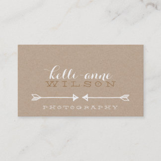 Tarjeta De Visita BOHEMIAM ARROW lindo rústico hippy blanco kraft