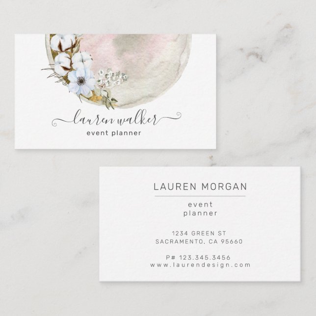 Tarjeta de visita Bohemian Full Moon Elegant (Anverso / Reverso)