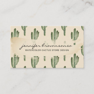 Tarjeta De Visita Bohemio beige verde flor cactus lindo