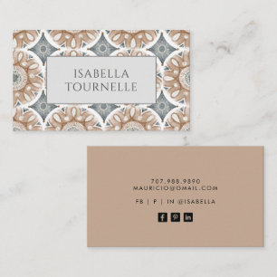 Tarjeta De Visita Boho Abstract Brown Gray Calling Card