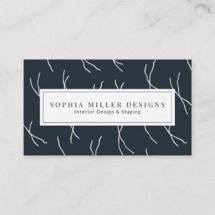 Tarjeta De Visita Boho Abstracto Moderno Líneas Diseñador Carbón Pro