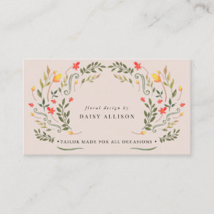 Tarjeta De Visita Boho Acuarela Primavera Flor Silvestre 