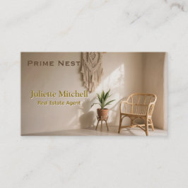 Tarjeta De Visita Boho Aesthetic Real Estate Agent Business Card