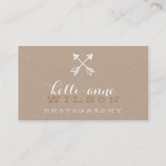 Tarjeta De Visita BOHO ARROW LOGO rústico kraft blanco moderno