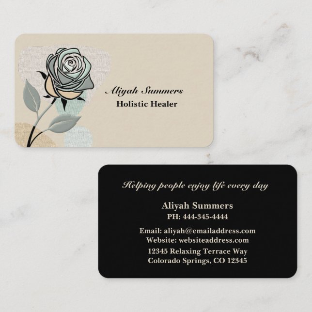 Tarjeta De Visita Boho Artistic Rose Meditative Business Card (Anverso / Reverso)