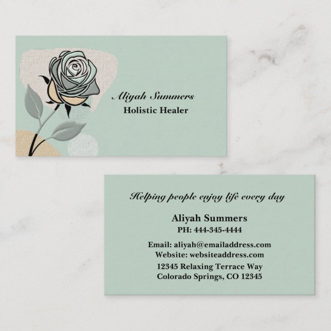 Tarjeta De Visita Boho Artistic Rose Meditative Business Card (Anverso / Reverso)