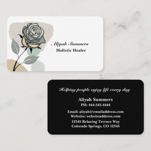 Tarjeta De Visita Boho Artistic Rose Meditative Business Card (Anverso / Reverso)