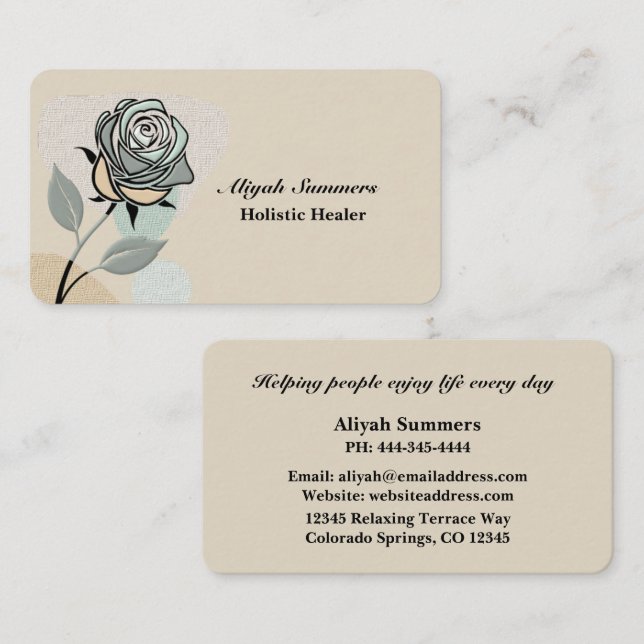 Tarjeta De Visita Boho Artistic Rose Meditative Business Card (Anverso / Reverso)