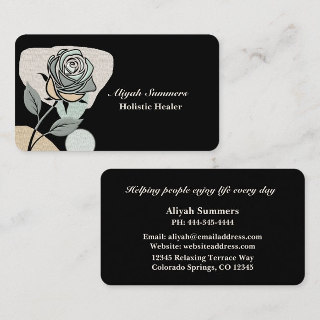 Tarjeta De Visita Boho Artistic Rose Meditative Business Card (Anverso / Reverso)