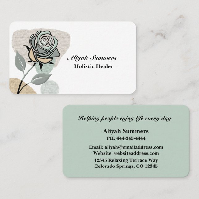 Tarjeta De Visita Boho Artistic Rose Meditative Business Card (Anverso / Reverso)