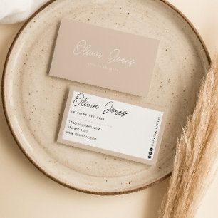 Tarjeta De Visita Boho Beige Branding Modern Calligraphy Trendy
