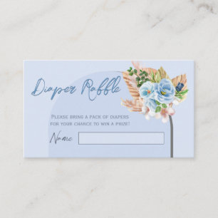 Tarjeta De Visita Boho Blue Pampass Grass Baby Games Diaper Raffle