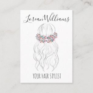 Tarjeta De Visita Boho Boda Hair Hairdresser Floral Romantic