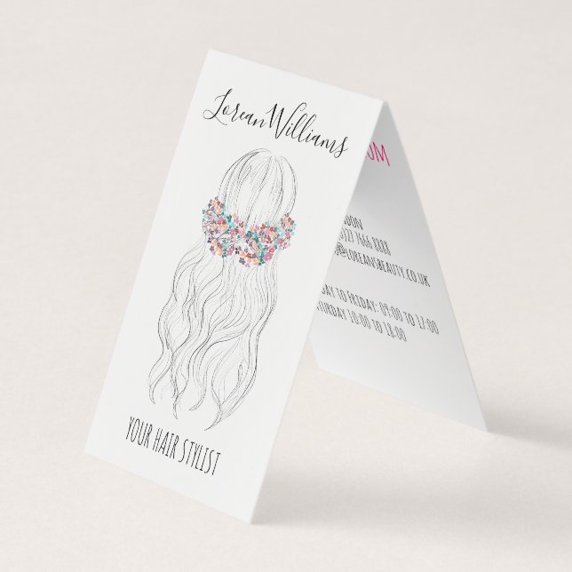 Tarjeta De Visita Boho Boda Hair Hairdresser Floral Romantic (Anverso)