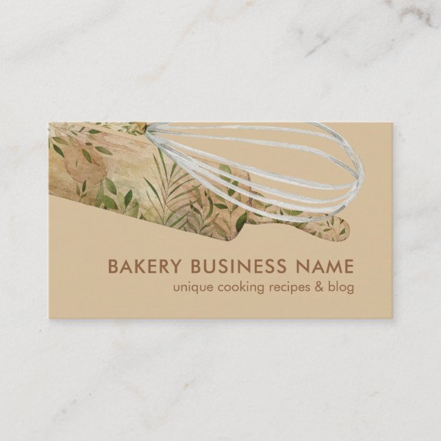 Tarjeta De Visita Boho Brown Chef Moderno De Pastelería Cafetera (Anverso)