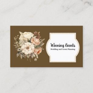 Tarjeta de visita Boho Brown Gold Floral